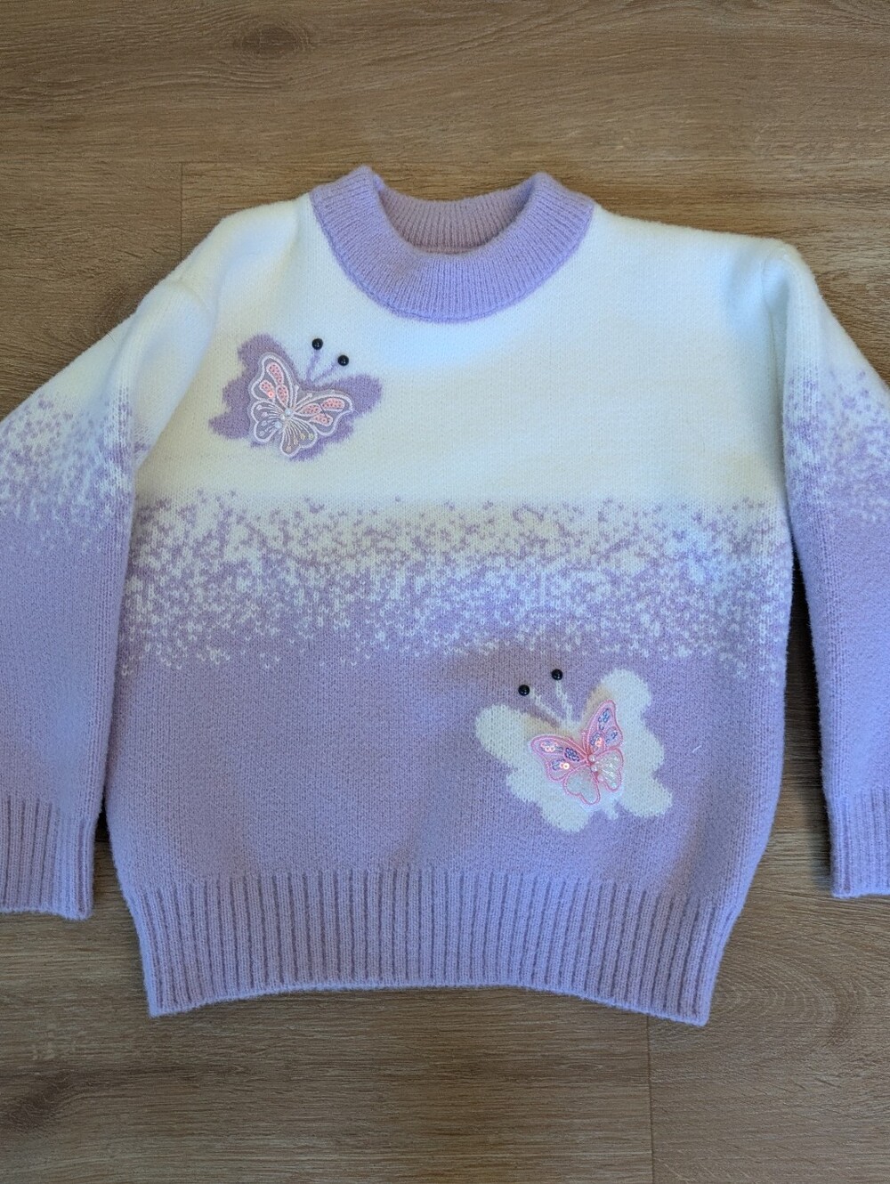 Kids Lavender Butterfly Knit Sweater